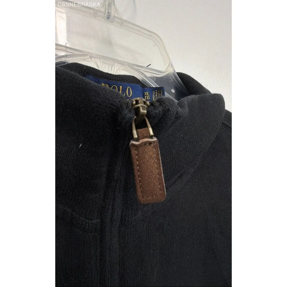 Polo Ralph Lauren Black cotton quarter-zip or half-zip sweater. - Size‎ XL